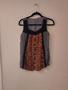 Red Camel Navy and Multi-Color Mixed-Print Sleeveless Camisole 24